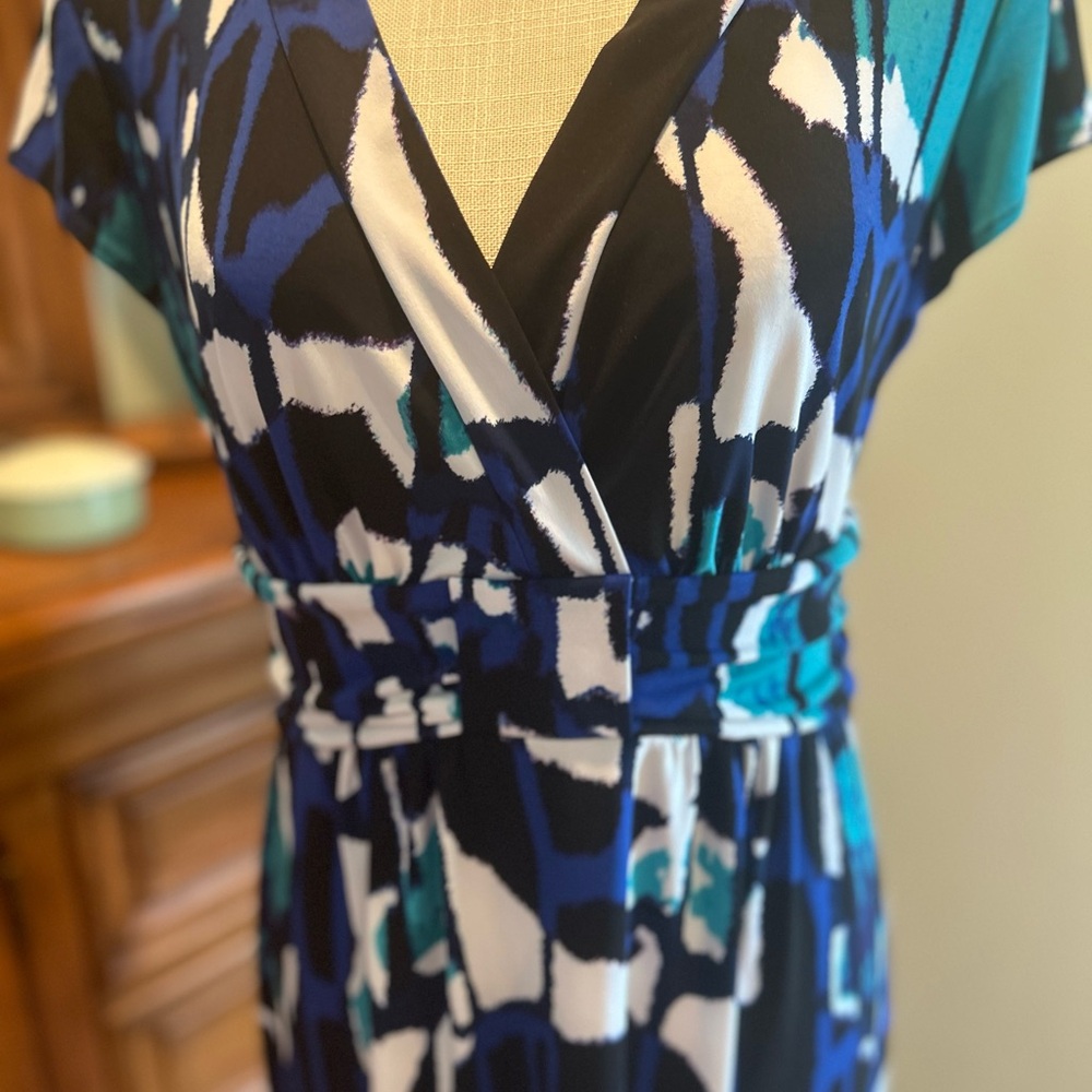 East 5th Teal, Blue & Black Abstract Midi Dress - Picture 4 of 6